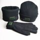 Black cold-proof three-piece set of warm knitted hat, thickened neck scarf, cold-proof mask, winter training gloves