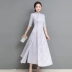 Thu đông 2018 phong cách Trung Quốc thanh lịch khí chất retro cải tiến váy sườn xám đầm ren đầm đầm Váy dài