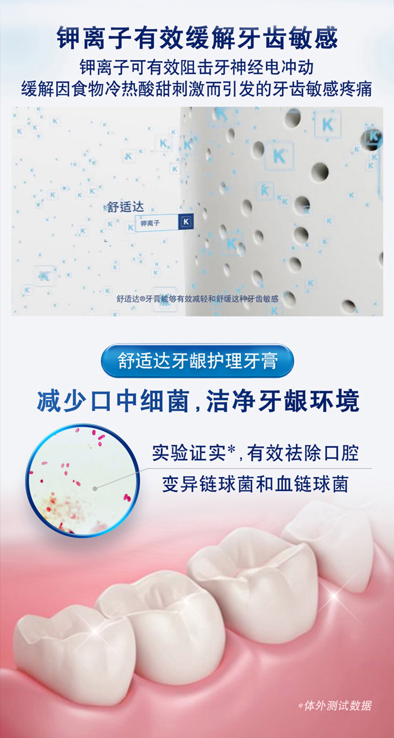 舒适达 牙膏 家庭套装 5支装 共480g 图5
