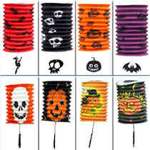 Halloween Pumpkin Paper Lantern Pendant Light Prop Decoration Items Hand Pumpkin Lantern Telescopic Cylindrical Arrangement