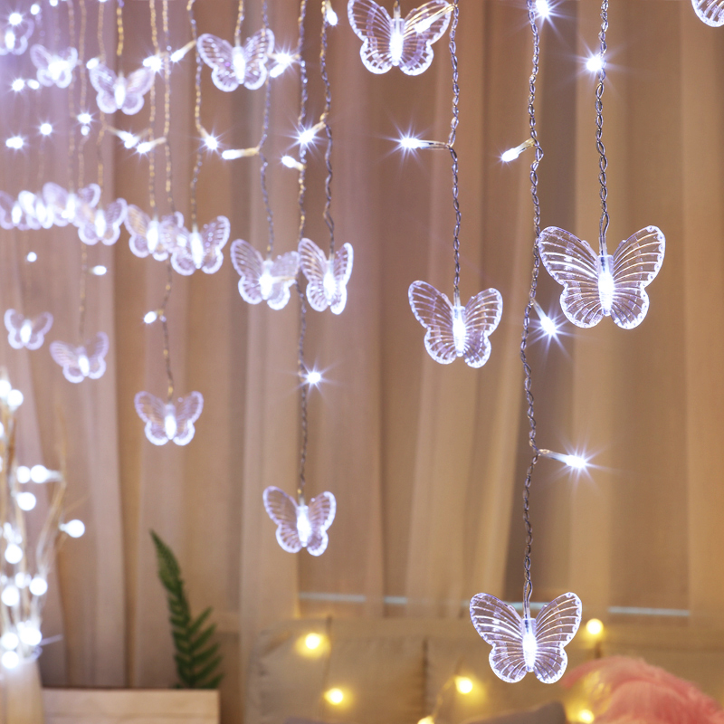 Curtain Light String Room Decoration Stars Light Led Colorful Lights Flashing Lights String Full of Star Birthday Arrangement Butterfly Light