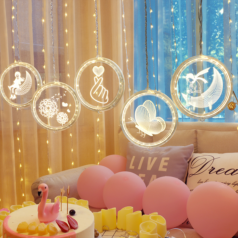 Led Full Star Star Light Room Decoration Bedroom Arrangement Small Colorful Lights Flashing Lights String Nets Red Lights Dorms Hanging Beds