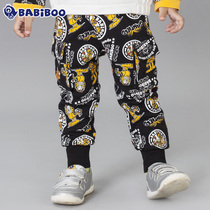 BABIBOO Garfield childrens clothing Spring and Autumn new boys and girls cotton trousers baby pants tide cartoon Spring