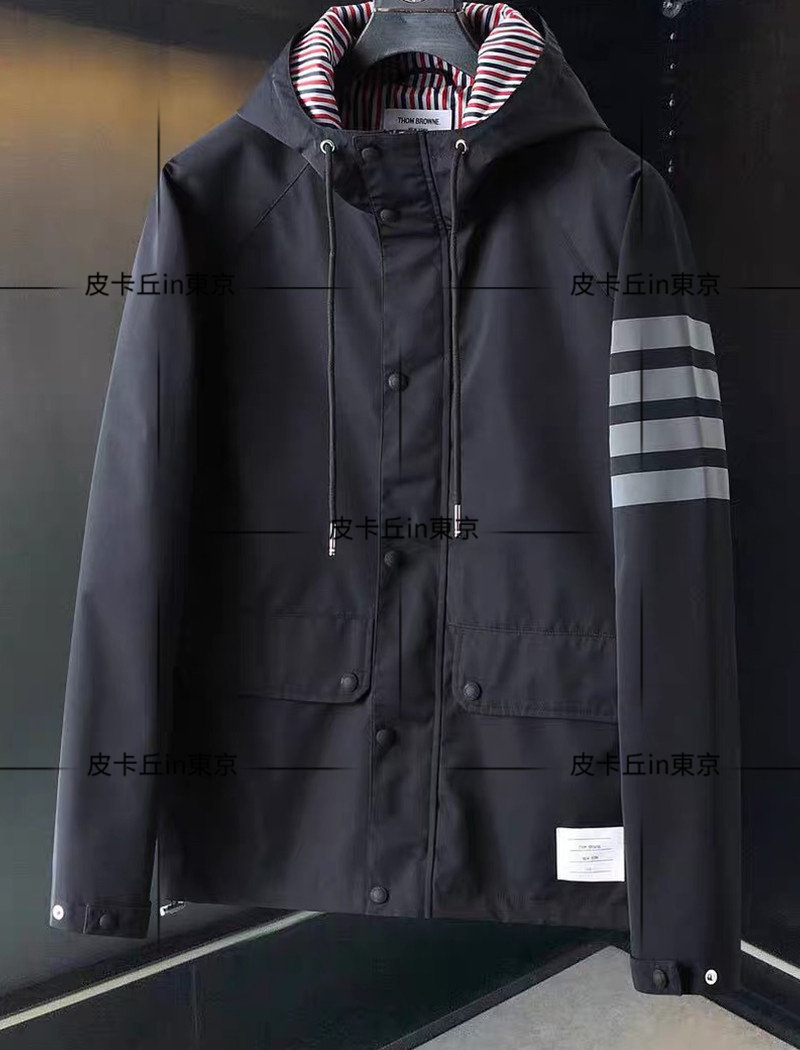 Thom Browne sub - coat 21 early autumn new TB four bars male jacket with a hookcoat