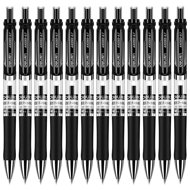  Deli S01 S02 Press gel pen 0 5mm black water-based signature pen spring pen 6906 refill