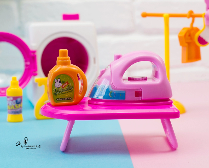 Pink Rabbit House Washer Set Girl Mini Simulation Life Thiết bị sấy Giá sắt Đồ chơi trẻ em đồ chơi cho trẻ em