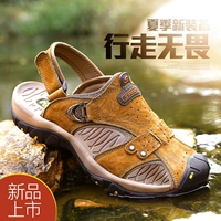 Paul Camel Sandals Giày da nam Baotou Beach 2019 Mùa hè Da mới Giày ngoài trời thoáng khí - Sandal boot nam