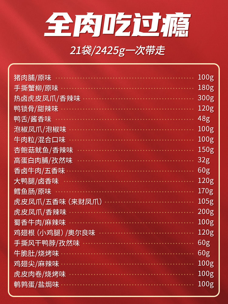 Three Squirrels_Full Meat Snack Gift Pack New Year's Goods Beef Jerky Chicken Feet Duck Tongue Late Night Snack Ready-To-Eat Snacks Gift