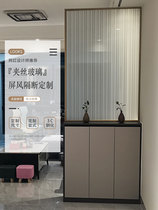 Customized extremely narrow door tempered art wired glass screen living room entrance partition double layer laminated glass