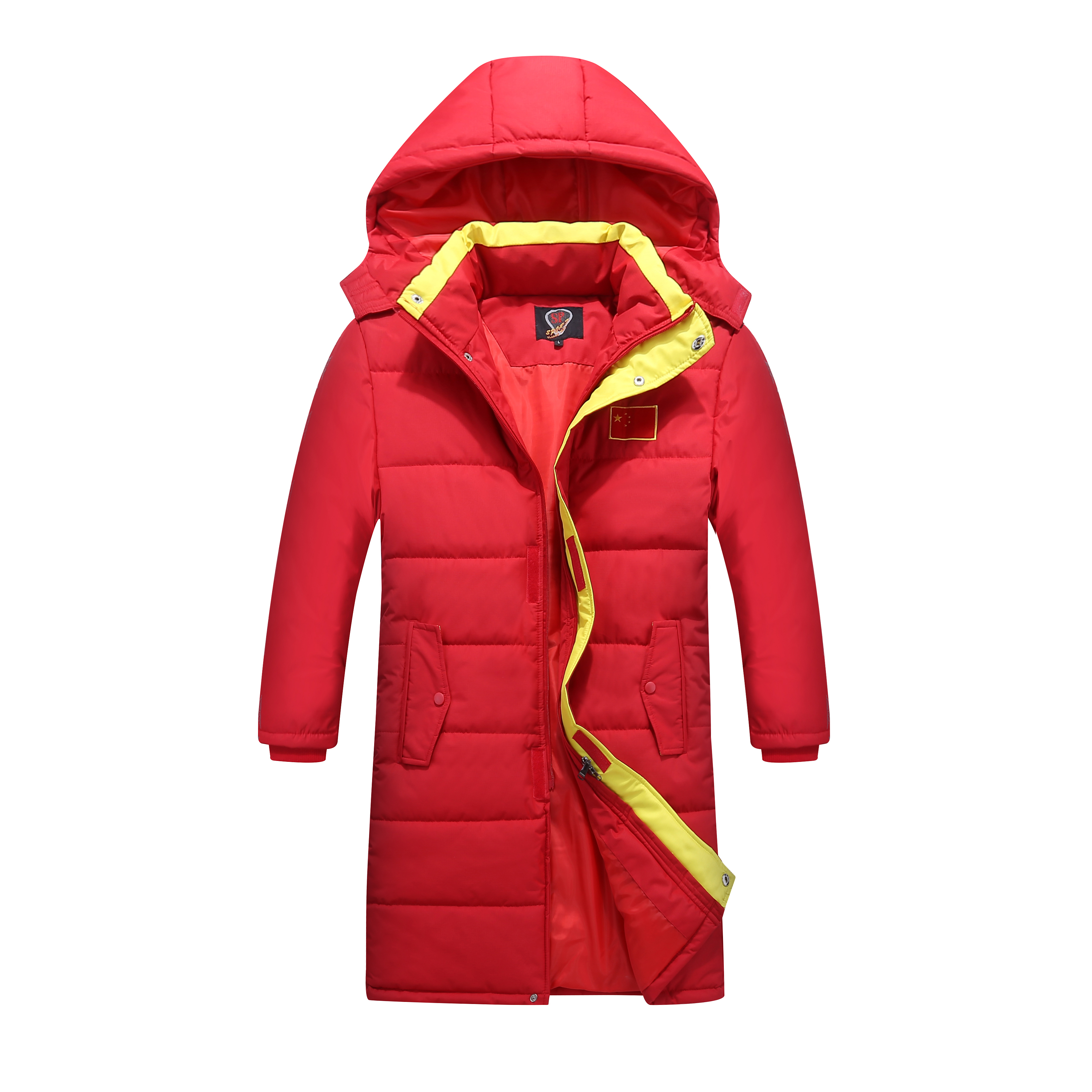 Áo khoác cotton nam dài đến đầu gối đội tuyển quốc gia vận động viên mùa đông đào tạo áo bông đào tạo quần áo nữ dài áo khoác cotton dày mẫu áo phao đẹp