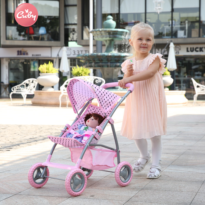 Cuby Children's Pretend Play Doll Stroller Foldable Toy Car Doll Girl Walker Birthday Gift