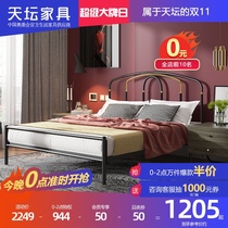 Temple of Heaven iron bed Simple iron frame bed Wrought iron double bed Adult simple modern steel pipe bed 1 5 meters m Wrought iron bed