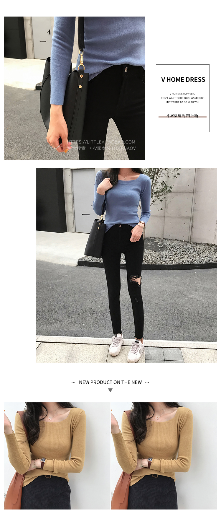 Áo len mới mùa thu 2018 của Hàn Quốc áo len nữ dài tay bó sát áo thun co giãn phía dưới áo len mỏng áo kiểu nữ đẹp