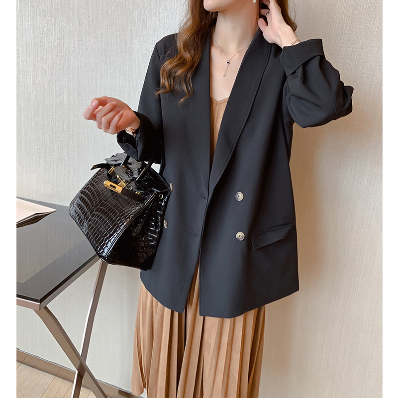 phụ nữ da đen phù hợp với áo khoác 2020 mùa xuân váy Hàn Quốc phiên bản tiếng anh gió lỏng nhỏ ròng ròng thường nhỏ phù hợp với áo khoác