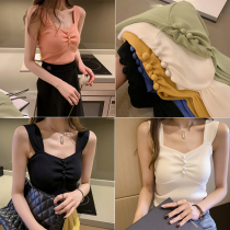 Summer new fashion ice silk knitted camisole women wear sleeveless sexy top slim-fit inner tie base shirt