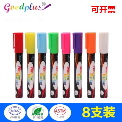 Factory direct fluorescent board color highlighter 6mm oblique head POP luminescent blackboard billboard glass panel pen