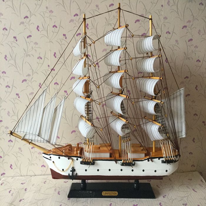 One Sail Smooth Sailing Model Swing Piece Solid Wood Pure Hand Simulation Craft Boat Home Adornment Holiday Delivery Courtesy