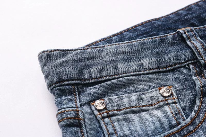 Xu hướng in quần jeans nam mùa xuân và hè mỏng phần tự trồng trọt chân dài xu hướng quần dài cho nam - Quần jean