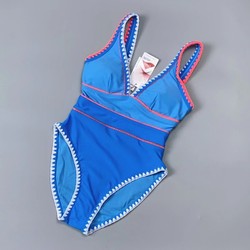 Amber outer single triangle one-piece girl swimsuit women's high elastic Lycra deep V-neck backless slimming Belly strap pad ຫນ້າເອິກ