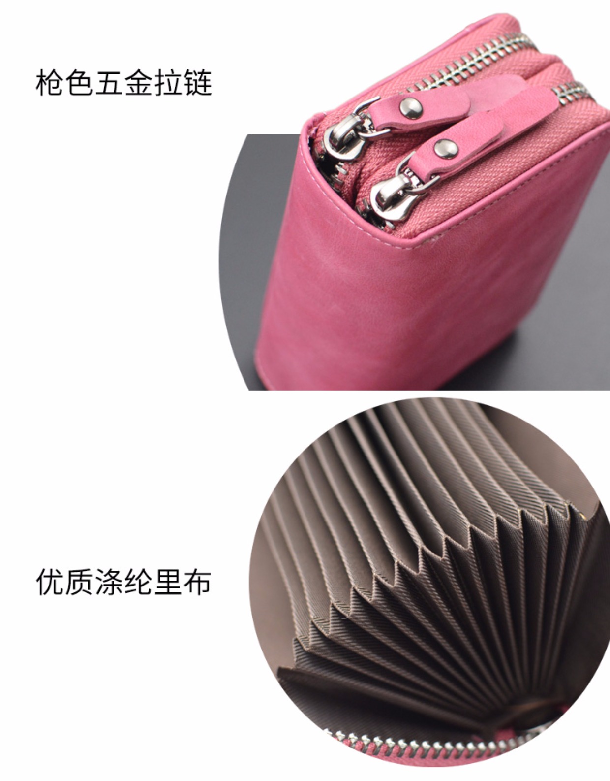 Khóa kéo đôi túi nhỏ của phụ nữ túi ví một thẻ da đa chức năng da bò độc quyền túi thẻ độc quyền - Chủ thẻ ví da