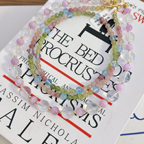 I Have You or Not Series Elm Kisses Spring Flower Natural Tourmaline Kunzite Necklace Clavicle Chain Long Style