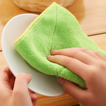 Microfiber double-sided absorbent rag thickened non-hair loss non-oil dish towel Kitchen dish cloth Cleaning cloth