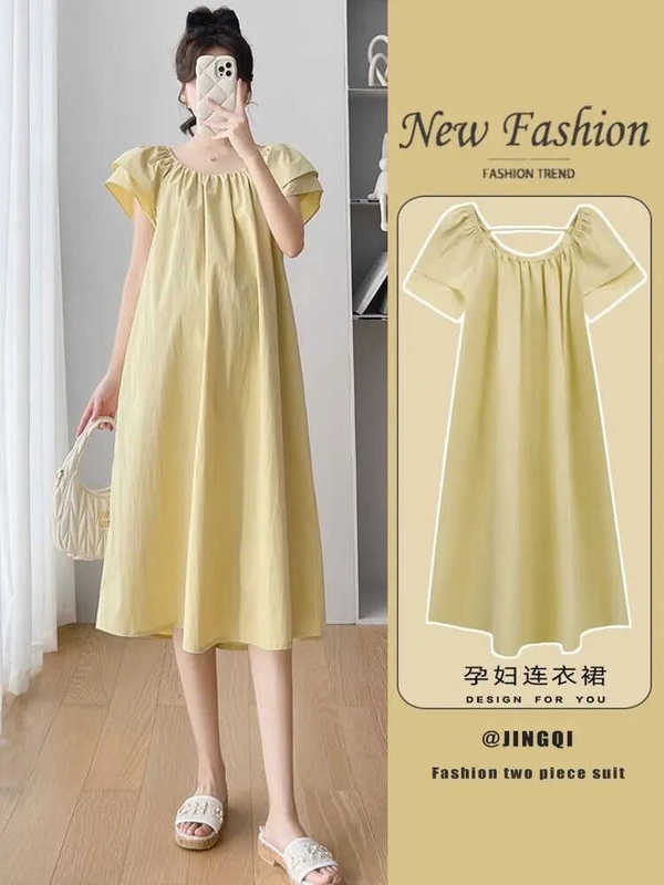 Internet Celebrity Maternity Wear Summer Maternity Dress Small Fragrant Style Loose and Fashionable New Style Pregnant Mother Age-Reducing Maternity Dress Internet Celebrity Maternity Wear Summer Maternity Dress Small Fragrant Style Loose and Fashionable New Style Pregnant Mother Age-Reducing Maternity Dress