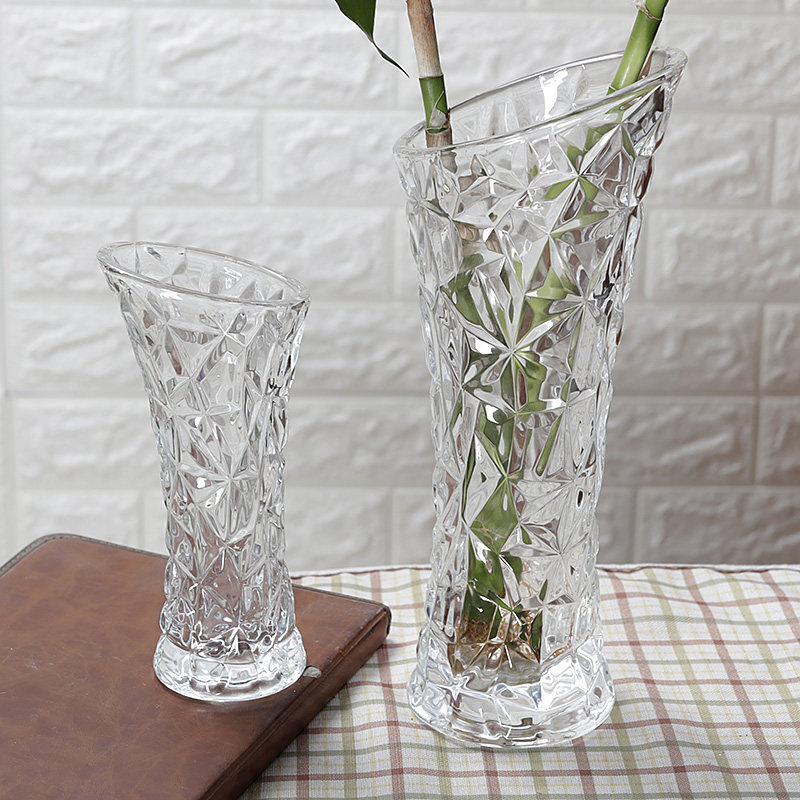 Thickened transparent glass modern fashion simple hydroponic water bamboo large small fresh rich bamboo living room dining table vase