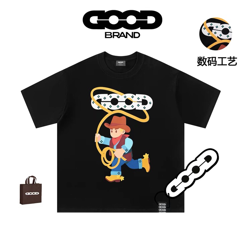 Good Brand official store 2026 Year of the Horse Cartoon Short-Sleeved T-Shirt for Men and Women, American Casual Half-Sleeved Tops for Couples
