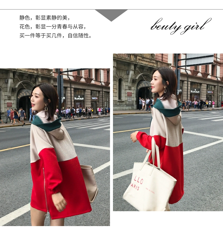 Phụ nữ mang thai mùa thu mẫu thời trang 2018 phiên bản Hàn Quốc mới của bộ đồ hai dây rời cộng với áo len nhung cho mẹ áo khoác mùa đông áo váy cho bà bầu
