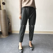 Hàng hóa tốt tức giận! Phiên bản thoải mái, mô hình xương cá mùa thu và mùa đông, kẻ sọc, quần củ cải mỏng, len, quần harem giản dị