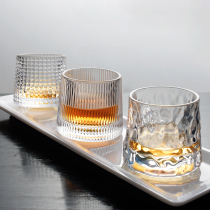 Retro Wind Transparent Round Shaped Rotating Whisky Wine Glass Tumbler Wine Polo Wine Cup Water Crystal Cup High Face Value