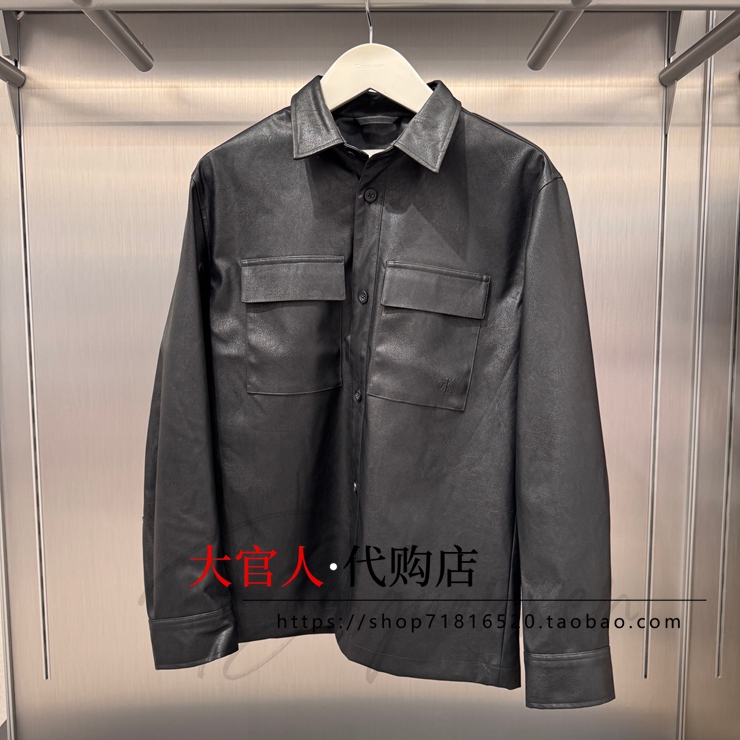 Ck Jeans Genuine Product from the Store, New Men's Motorcycle-Style Faux Leather Jacket with a Turn-Down Collar for the Fall of 2026, Model 4Rh112G