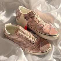 2021 New Shiny Chain Pink Sky Goose Down Low Bunch Shoes Thick Bottom Water Drill Canvas Sports Board Shoes Single Shoes Fairy