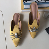 OMG This is also so beautiful with giant leanthin satin Thai shoes to stock with water drill pointed flat-bottomed slippers