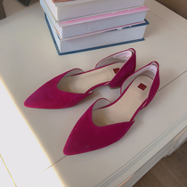  omg dark pink flat shoes replenished super good-looking giant white elegant classic pointed shallow single shoes