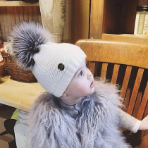 Spot Products Authorized MILOVES Color Gray Ball Cutting Hat Children Autumn Winter Hat Baby Curry Hat