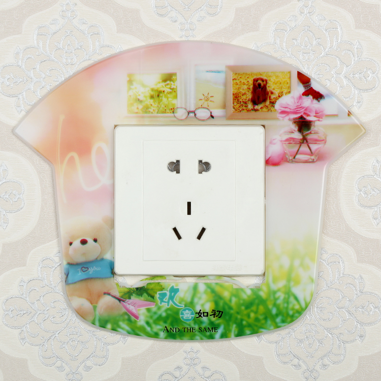 Chuyển dán tường dán acrylic ổ cắm chuyển đổi năng lượng ánh sáng trang trí bìa bảo vệ bìa bụi che phòng khách Hàn Quốc