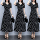 2023 summer new fashion French polka dot silk dress large size waist slimming temperament mulberry silk dress