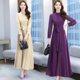 2023 spring new celebrity temperament solid color silk dress waist slimming over the knee big swing mulberry silk dress