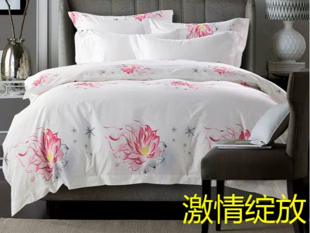 Khách sạn In Bộ đồ giường khách sạn Vỏ gối màu trắng Bông vải Cotton Đam mê gối nước