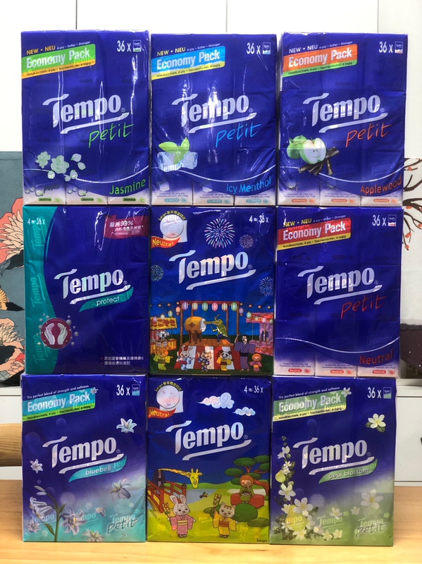 Buy Tempo Tissue Paper in Hong Kong, 36 Packs Mini Cartoon Version. Applewood. Jasmine. Sterilization Options Available, Free Shipping