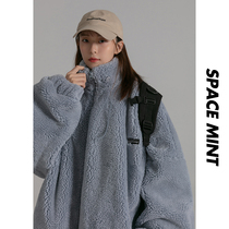 Peppermint Planet Stand Collar Lamb Cashmere Coat Female ins Tide Student Winter New Thick hipster Cotton Suit