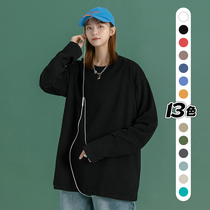 Mint Planet Solid Color Long Sleeve T-Shirt Student Joker Loose Autumn Thin ins Super Fire Couples Interior Top