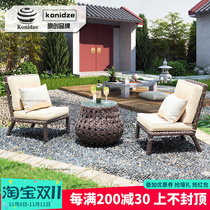 Outdoor furniture garden table and chair designer balcony rattan chair three-piece modern creative rattan model room leisure chair