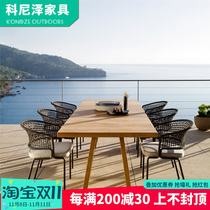 Nordic outdoor table and chair courtyard villa teak dining table balcony rattan chair outdoor garden terrace rattan leisure chair