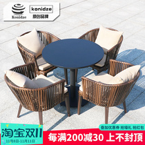 Outdoor leisure terrace table and chair courtyard simple balcony outside swing rattan chair three-piece combination outdoor garden table and chair