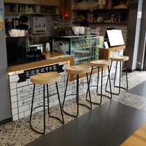 Modern minimalist solid wood Home Bench Chair Casual Bar Stool Milk Tea Shop Dining Stool Log High Foot Front Desk Chair