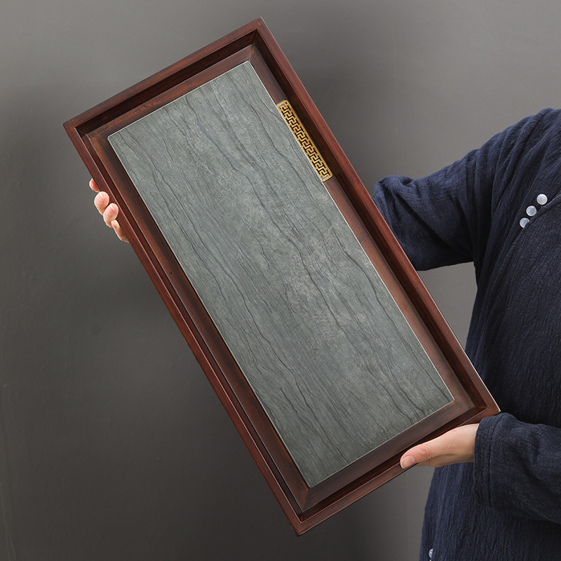 Heavy bamboo Ujinshi large tea tray home marriage modern simple stone tea stone stone tea sea tea set tray draining water