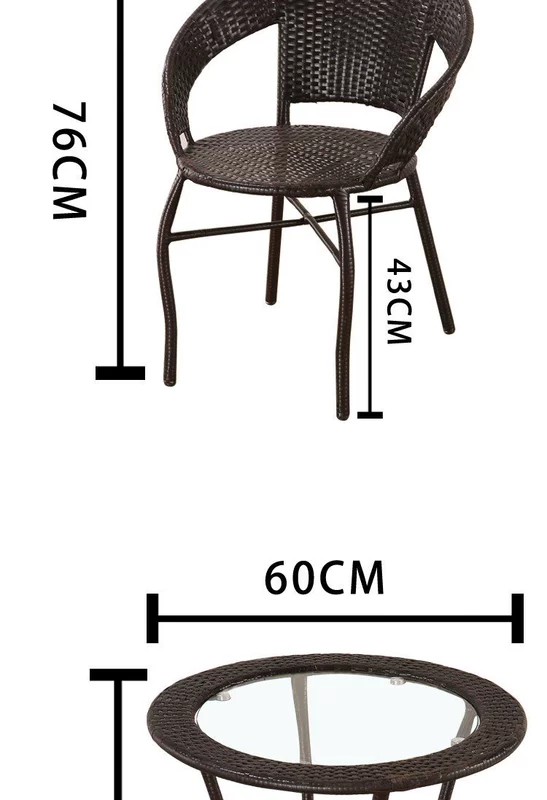 Ban công Wicker Ghế Bàn cà phê Bộ ba mảnh Wu Teng Ghế Nội thất giải trí Phòng khách Kết hợp bàn mây - Bàn ghế ngoài trời / sân bộ bàn ghế sân thượng